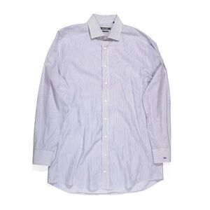 Indochino Harrow Stripe Custom Dress Shirt 16/33 Navy Blue White